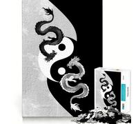 Rompecabezas Yin Yang Dragón para Adultos,1000 Piezas,Juego para estimular la Mente,diseño Ajustado sin Huecos,Regalo de cumpleaños,Juguete para ejercitar el Cerebro (50x75cm)