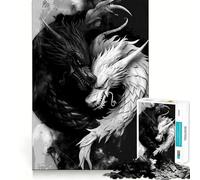 Rompecabezas Yin Yang Dragón para Adultos,1000 Piezas,Juego para estimular la Mente,Piezas de Ajuste preciso y sin Costuras,Actividad Relajante para Grupos en Interiores (50x75cm)