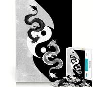 Rompecabezas Yin Yang Dragon para Adultos de 1000 Piezas,Juego de Ejercicios de Pensamiento,Ajuste Espacios,Actividad para Fortalecer los Lazos Familiares (38x52cm)