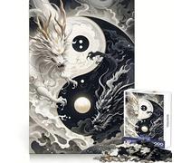 Rompecabezas Yin Yang Dragons para Adolescentes de 1000 Piezas Claridad Mental Pasatiempo Acogedor Fiestas (38x26cm)
