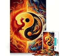 Rompecabezas Yin Yang Fénix y Dragón 1000 Piezas Entrenamiento cognitivo Divertido Piezas Que encajan a la perfección Regalo de cumpleaños Juguete para ejercitar la Mente (38x26cm)