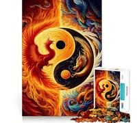 Rompecabezas Yin Yang Fénix y Dragón 1000 Piezas Entrenamiento cognitivo Divertido Piezas Que encajan a la perfección Regalo de cumpleaños Juguete para ejercitar la Mente (38x52cm)