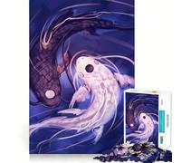 Rompecabezas Yin Yang Fish de 1000 Piezas,Juego de ingenio,Troquelado de Alta precisión,pasatiempo Fascinante para Momentos de Ocio (38x52cm)