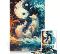 Rompecabezas Yin Yang Fox de 1000 Piezas para Adultos,Juguete para Resolver Problemas,Calidad Profesional,Ideal para Actividades grupales relajantes en Interiores (38x52cm)