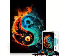 Rompecabezas Yin Yang Fuego,1000 Piezas,Juego de Memoria Cerebral, Corte láser,Actividad Absorbente para Noches tranquilas (38x26cm)
