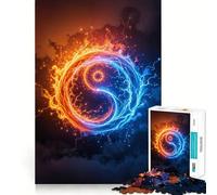 Rompecabezas Yin Yang Fuego y Hielo para Adultos,1000 Piezas,Juego de Ejercicios de Pensamiento,Ajuste Espacios,Actividad para Fortalecer los Lazos Familiares (38x26cm)