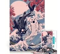 Rompecabezas Yin Yang Koi de Japón de 1000 Piezas Entrenamiento de Memoria Diversión Superficie Lisa y sin Rebabas Un desafío entretenido para el Tiempo Libre (38x26cm)