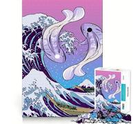Rompecabezas Yin Yang Koi Fish Kanagawa de 1000 Piezas Juego de Memoria Cerebral Corte láser Actividad Absorbente para Noches tranquilas (50x75cm)