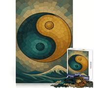 Rompecabezas Yin Yang Mosaico sobre Olas del Océano, 1000 Piezas para Adultos Pensamiento estratégico Escape Tranquilo Ajuste preciso Regalo Encantador (50x75cm)