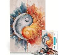 Rompecabezas Yin Yang Sol y Luna de 1000 Piezas para Adultos Mejora la Capacidad Mental Juego Corte láser para un Ajuste Diversión Nocturna en Familia (38x26cm)