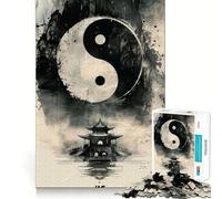 Rompecabezas Yin Yang Temple para Adolescentes,1000 Piezas,Juego de Memoria,componentes Resistentes y de fácil manejo,portátil y fácil de Transportar (38x52cm)