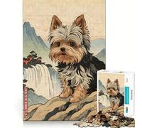 Rompecabezas Yorkshire Terrier Japón 1000 Piezas Juego de Memoria Cerebral Corte láser Actividad Absorbente para Noches tranquilas (38x26cm)