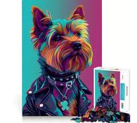Rompecabezas Yorkshire Terrier Punk de 1000 Piezas para Adultos,Juguete para Resolver Problemas,Calidad Profesional,Ideal para Actividades relajantes en Grupo en Interiores (38x26cm)