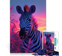 Rompecabezas Zebra Aesthetic Sunset de 1000 Piezas para Adultos,Mejora Mental,Juego,Corte láser para un Ajuste, diversión Familiar Nocturna (38x26cm)