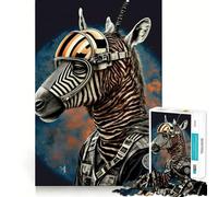 Rompecabezas Zebra Astronauta,1000 Piezas,Juego de ingenio,Piezas de Ajuste, Actividad Nocturna para Toda la Familia (38x52cm)