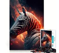 Rompecabezas Zebra Astronauta Adolescentes de 1000 Piezas,Divertido Juego de Memoria,componentes Resistentes y de Corte Limpio,portátil y fácil de Transportar (38x52cm)