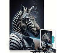 Rompecabezas Zebra Astronauta Adolescentes de 1000 Piezas,Divertido Juego de Memoria,componentes Resistentes y de Corte Limpio,portátil y fácil de Transportar (38x52cm)
