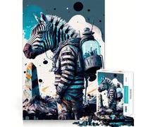 Rompecabezas Zebra Astronauta para Adultos,1000 Piezas,Juego de concentración Mental, Corte láser,Actividad Nocturna Divertida para Toda la Familia (50x75cm)