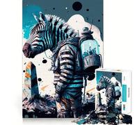 Rompecabezas Zebra Astronauta para Adultos de 1000 Piezas,Juego de Ejercicios de Pensamiento,Ajuste Espacios,Actividad para Fortalecer los Lazos Familiares (38x52cm)