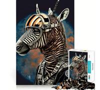 Rompecabezas Zebra Astronauta para Adultos de 1000 Piezas,Juego de Memoria y concentración,Ajuste, Compacto,Ideal para Jugar en Familia (50x75cm)