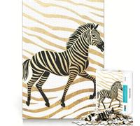 Rompecabezas Zebra en Negro y Oro para Adultos,1000 Piezas,Juego de Concentración Mental, Corte Láser,Actividad Divertida para la Familia y la Noche (38x26cm)
