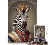 Rompecabezas Zebra King Portrait para Adultos, 1000 Piezas, Entrenamiento de Memoria, recreación Tranquila, Corte Impecable, Regalo navideño (50x75cm)