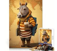 Rompecabezas Zebra Traveler Art de 1000 Piezas para Adolescentes práctica de lógica, diversión Tranquila, Bordes limpios, Regalo Festivo (50x75cm)
