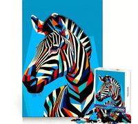 Rompecabezas Zebra WPAP Pop Art de 1000 Piezas para Adultos lógica, Pensamiento, distracción Suave, Cierre sin Costuras, Regalo Festivo (50x75cm)