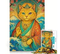 Rompecabezas Zen Cat Paisaje Japonés de 1000 Piezas para Adultos Entrenamiento Mental Diversión Garantizada Corte láser Actividad Relajante para Grupos en Interiores (50x75cm)