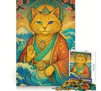 Rompecabezas Zen Cat Paisaje Japonés para Adolescentes 1000 Piezas Ejercicio Mental Suave Distracción Corte Exacto (38x52cm)