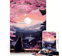 Rompecabezas Zen Cat Ukiyoe Pixel Art de 1000 Piezas para Adultos Estimula la Agilidad Mental, relaja, te Permite unirte con Seguridad y te Brinda un cálido (50x75cm)