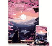 Rompecabezas Zen Cat Ukiyoe Pixel Art para Adultos, 1000 Piezas, para Recordar Momentos agradables, Entretenimiento, Encaje Perfecto, Regalo Memorable (38x52cm)