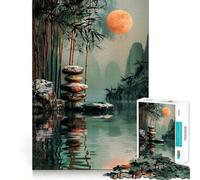 Rompecabezas Zen Garden Moon de 1000 Piezas Juego Que estimula el Cerebro Ajuste Espacios Entretenimiento Acogedor para Interiores para Todos (50x75cm)