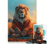 Rompecabezas Zen Lion Meditation de 1000 Piezas para Adultos Entrenamiento Mental Juego con Cierre Seguro Sin Piezas Sueltas aliviar el estrés (38x26cm)