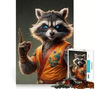 Rompecabezas Zen Raccoon de 1000 Piezas para Adolescentes,Juego de Entrenamiento cognitivo,Ajuste Espacios,Compacto,Divertido para Jugar en Familia (38x26cm)