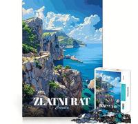 Rompecabezas Zlatni Rat Croatia Coastal View de 1000 Piezas Juego de Memoria Cerebral Corte láser Actividad Absorbente para Noches tranquilas (38x52cm)