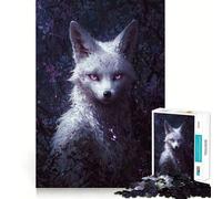 Rompecabezas Zorro Blanco a la Luz de la Luna 1000 Juego de Recuerdo Mental Alta Precisión Manualidad de Corte Desafío Interactivo para el Cerebro en Casa (38x52cm)