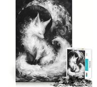 Rompecabezas Zorro Blanco Bajo la Luna 1000 Piezas Entrenamiento Mental Divertido de Corte Limpio componentes Resistentes Entretenimiento cautivador para Disfrutar en casa (50x75cm)