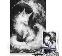 Rompecabezas Zorro Blanco Bajo la Luna de 1000 Piezas para Adolescentes Potencia la Memoria, relaja la Mente, Divertido, Ajuste, Ideal para Navidad (38x52cm)