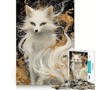 Rompecabezas Zorro Blanco con Pelaje Dorado para Adultos 1000 Juego de Estimulación Mental Estructura de Enclavamiento Precisa Fácil de Aprender Diversión Familiar (38x52cm)