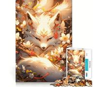 Rompecabezas Zorro Blanco en Flor 1000 Piezas Juguete de Construcción Focus Ajuste Espacios Una Actividad Recompensante para Días Lluviosos (50x75cm)