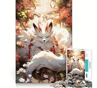 Rompecabezas Zorro Blanco en Flor 1000 Piezas para Adolescentes Entrenamiento de Memoria Diversión conexión Limpia y sin interrupciones Actividad Relajante para Grupos en Interiores (50x75cm)