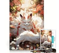 Rompecabezas Zorro Blanco en Flor para Adultos 1000 Piezas Juego para Estimular la Mente Tamaño Uniforme Piezas Precisas Ideal para Viajes Juego Mental Regalo (38x52cm)