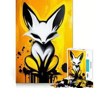 Rompecabezas Zorro Blanco sobre Fondo Amarillo 1000 Piezas Diversión y Habilidades de Repaso Calidad Profesional Regalo Ideal para Estimular la Mente (38x52cm)
