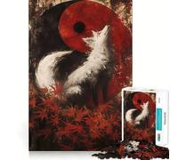 Rompecabezas Zorro Blanco y Yin Yang para Adultos 1000 Piezas Juego de Memoria Cerebral Corte láser para un Ajuste Perfecto aliviar el estrés (38x26cm)