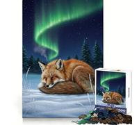 Rompecabezas Zorro durmiendo bajo la Aurora Boreal, 1000 Piezas, para Adolescentes, Juguete Inteligente, pasatiempo en casa, Corte preciso, Regalo Original 50x75cm