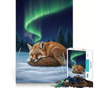 Rompecabezas Zorro durmiendo bajo la Aurora Boreal, 1000 Piezas, para Adolescentes, Juguete Inteligente, pasatiempo en casa, Corte preciso, Regalo Original 50x75cm