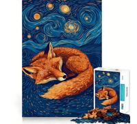 Rompecabezas Zorro durmiendo bajo un Cielo Estrellado, 1000 Piezas, para Adolescentes, Juguete Inteligente, pasatiempo en casa, Corte preciso, Regalo Original 38x26cm
