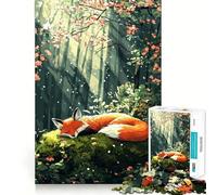 Rompecabezas Zorro durmiendo en el Bosque, 1000 Piezas, para Adolescentes, Juguete Inteligente, pasatiempo en casa, Corte preciso, Regalo Original 50x75cm