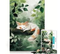 Rompecabezas Zorro durmiendo en el Bosque para Adolescentes, 1000 Piezas, Juguete de lógica Mental, Alivio del estrés, Corte Firme, Regalo de Papá Noel 38x26cm